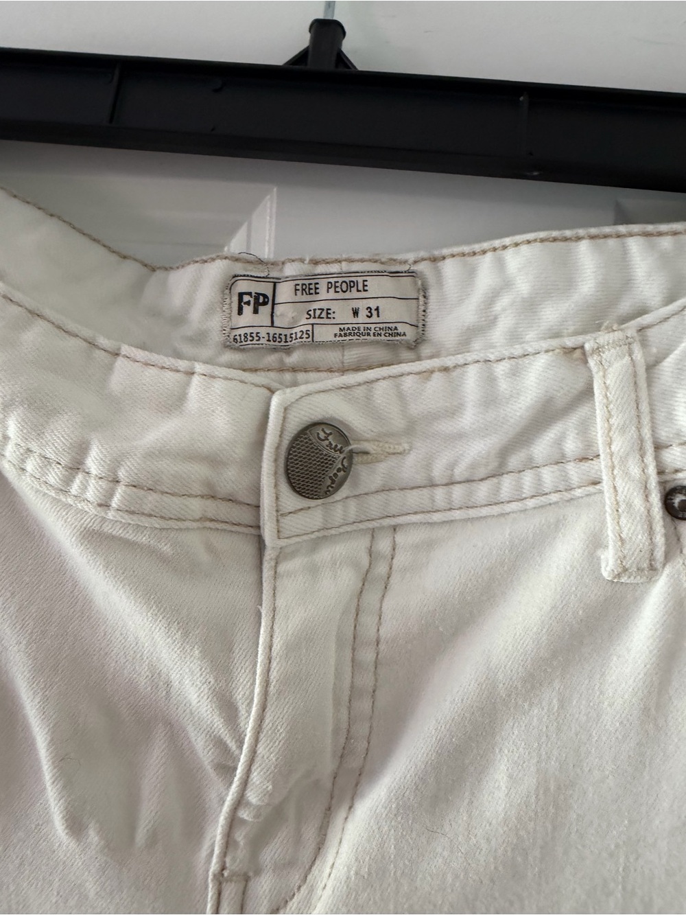 Free People Cream High-Rise Jeans
